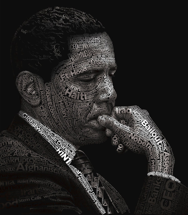 obama typography burdened by dylanroscover11 pic on Design You Trust obama typography burdened by dylanroscover11 10 Beautiful Human Portrait Typography Designs