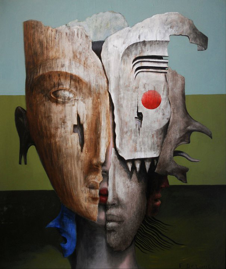 1188 Masks, oil painting on canvas by Fabien Delaube