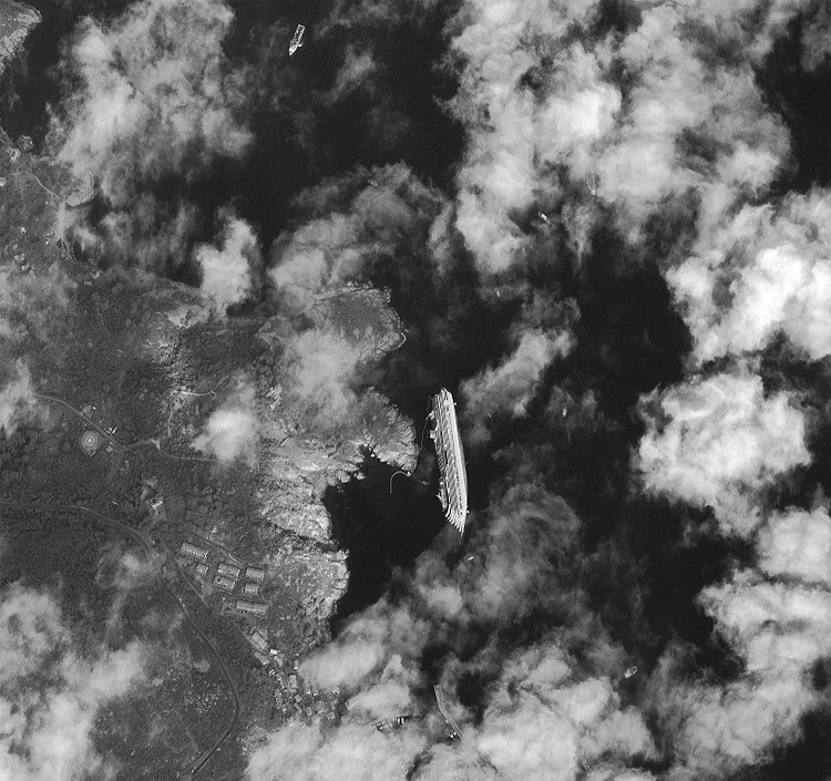 2102 Satellite Image Shows Stricken Costa Concordia From Space