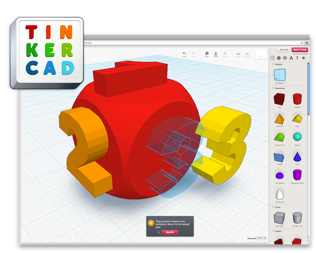 Screen shot DICE 3D Model in the Cloud with @Tinkercad : 3D Print from the Cloud with @Shapeways