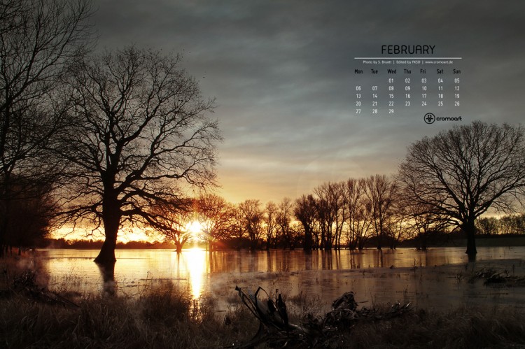 cromoart desktop calendar 2012 february 750x499 Free Desktop Calendar   February 2012 