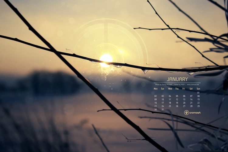 cromoart desktop calendar 2012 january 750x499 Free Desktop Calendar   January 2012 