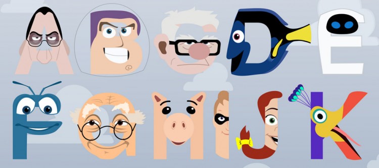 pixar alphabet by mike boon 750x333 Pixar Alphabet by Mike Boon