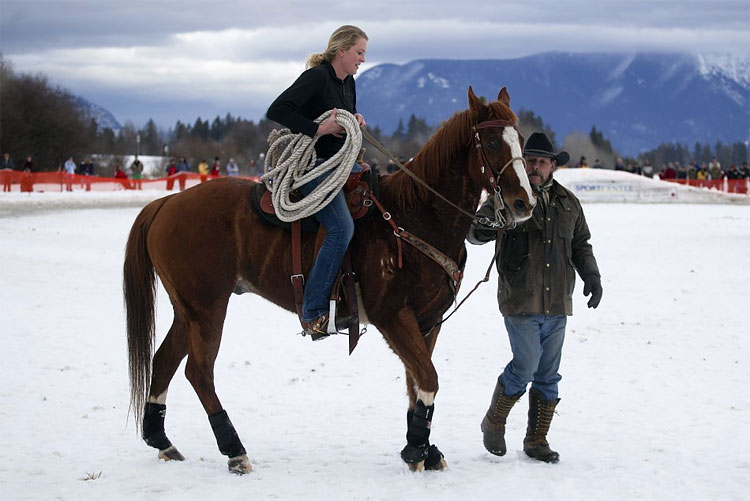 2012 World Skijoring Championship Montana: Pulled by Horses, Skiers Compete to Reach Finish Line 410 2012 World Skijoring Championship Montana: Pulled by Horses, Skiers Compete to Reach Finish Line