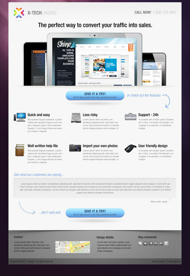X Tech Landing Page preview 13 Great Landing Page Templates for your Product
