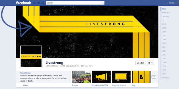livestrong timeline page1 New Facebook Timeline for Brands: Rookie to Pro Guide 