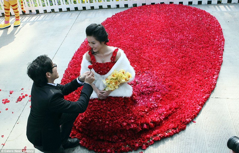 Crimson dress made of 9,999 red roses rose dress guangdong Crimson dress made of 9,999 red roses