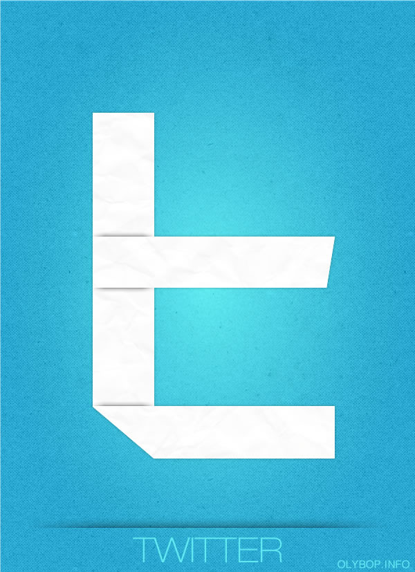 twitter origami Logos of Social networks with origami style