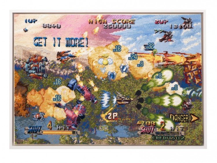 Crafted Worlds Computerspiele Stickereien Per Fhager Blazing Star 2011 stitch wool 750x564 Crafted Worlds   Video game embroidery by Per Fhager