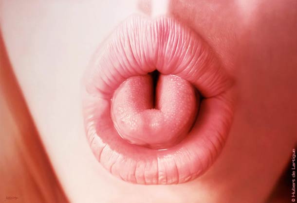 Awesome Luscious Lips Photorealism painting Levres Pulpeuses Hubert de Lartigue 2 Awesome Luscious Lips Photorealism painting