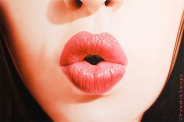 Awesome Luscious Lips Photorealism painting Levres Pulpeuses Hubert de Lartigue 4 Awesome Luscious Lips Photorealism painting