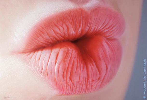 Awesome Luscious Lips Photorealism painting Levres Pulpeuses Hubert de Lartigue 7 Awesome Luscious Lips Photorealism painting