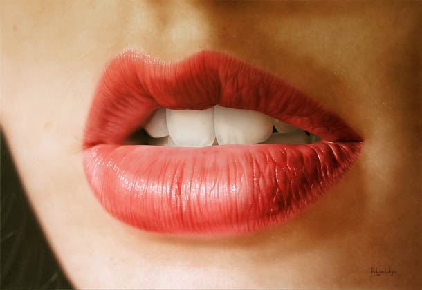 Awesome Luscious Lips Photorealism painting Levres Pulpeuses Hubert de Lartigue 8 Awesome Luscious Lips Photorealism painting