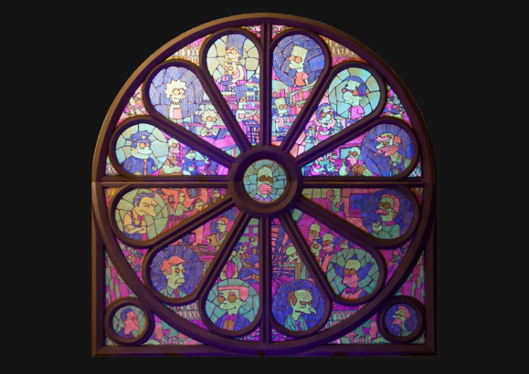 Simpsons stained glass window Recycle Group collabcubed 750x530 Stained Plastic Window
