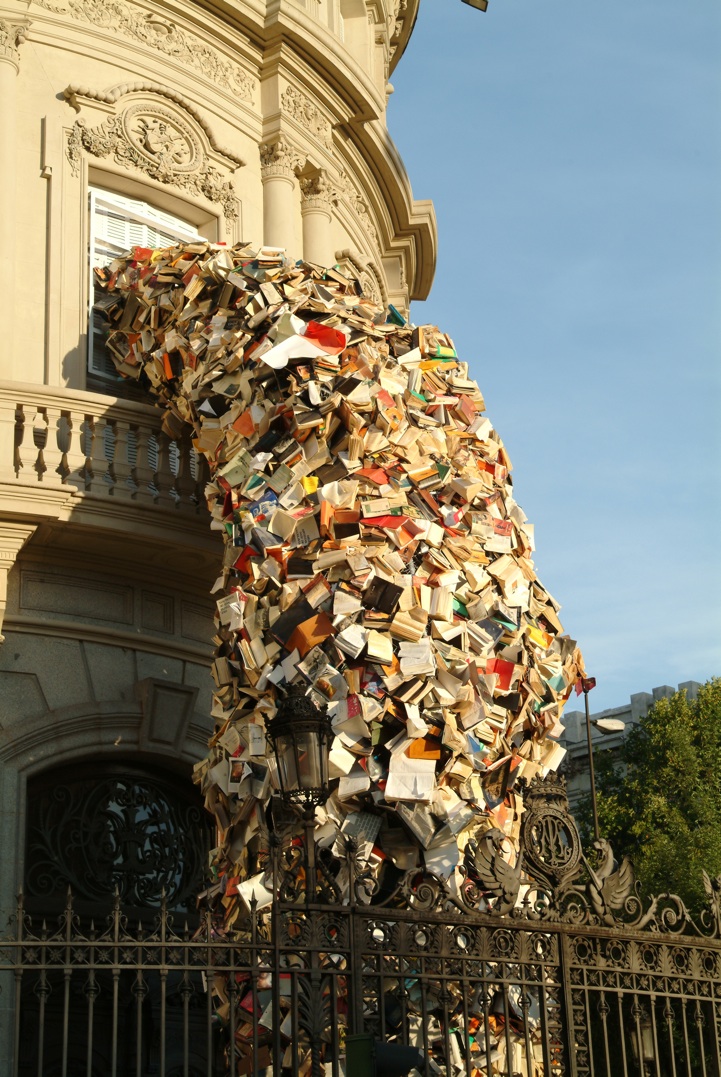 5,000 Books Pour Out of a Building in Spain 5,000 Books Pour Out of a Building in Spain