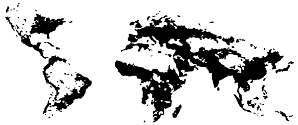 Derek Watkins Population Density Map 1 Ink Blot Map of World Population Density