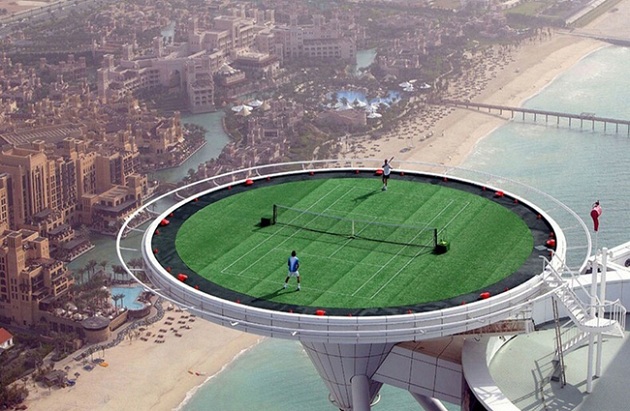 Dubai Helicopter Landing Pad Converted to Tennis Court in Dubai