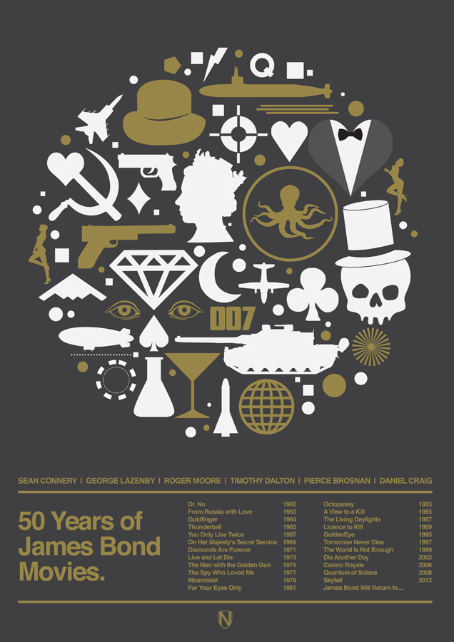 James Bond Print by @needledesign JAMES BOND PRINT James Bond Print by @needledesign