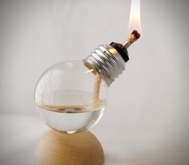 Mini Recycled Light Bulb Oil Lamps 1 Miniature Recycled Oil Lamps Made From Light Bulbs