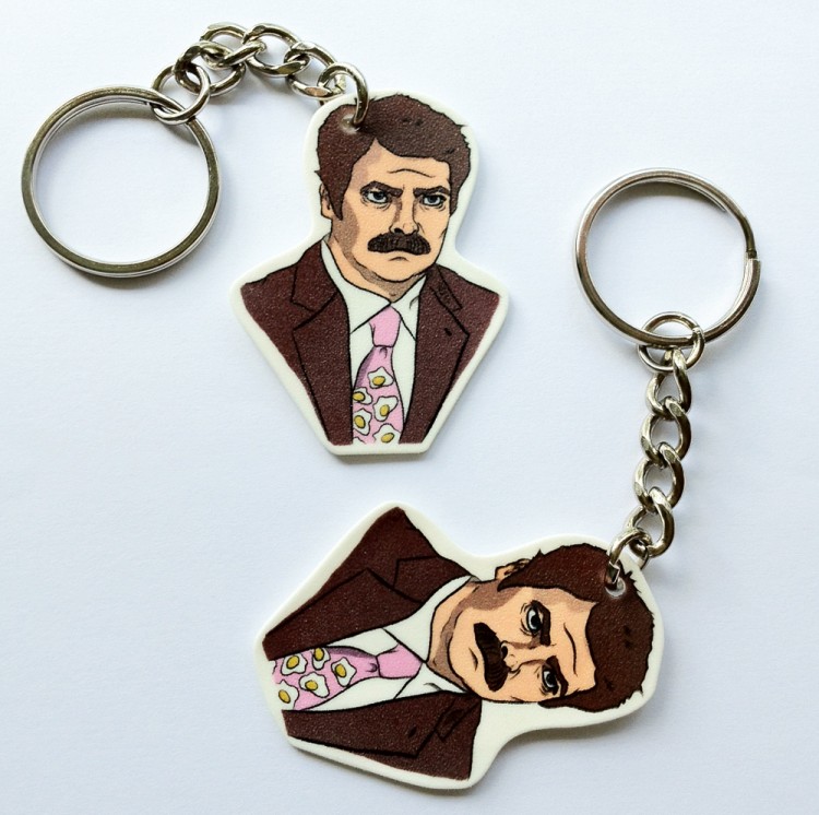 Ron Swanson by PechyApricot2 750x746 Your Favorite TV Characters on Funny Keychains