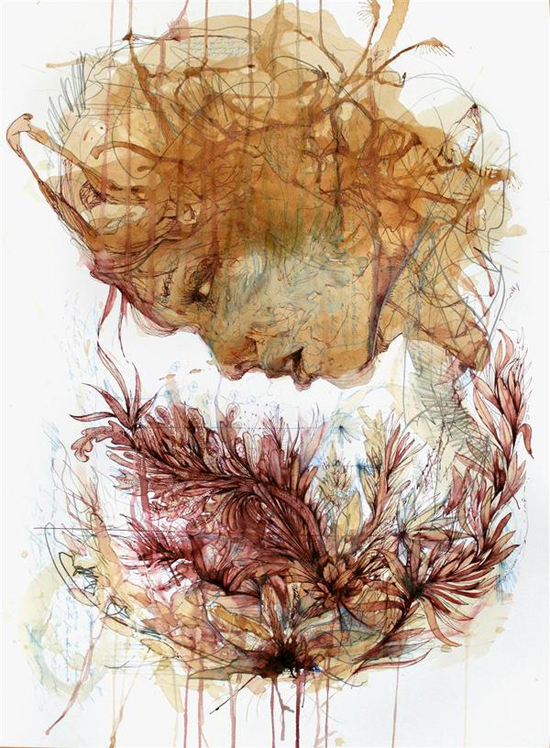  Human and floral forms, illustration by Carne Griffiths