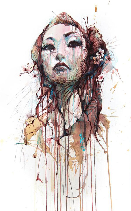  Human and floral forms, illustration by Carne Griffiths