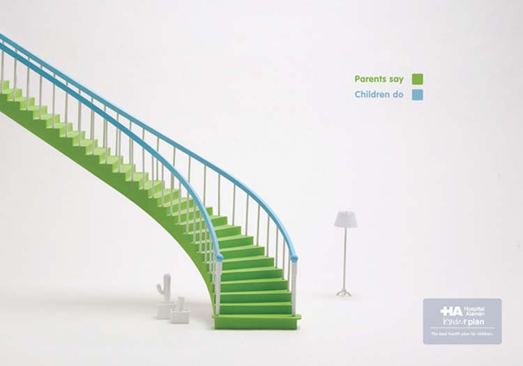 Unforgettable Minimalist Print Advertisements 27. Hospital Aleman Stairs Unforgettable Minimalist Print Advertisements