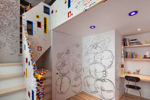 MarksCaride Residence by I Beam Architecture And Design 2 Apartment Staircase made from 20,000 Lego Bricks