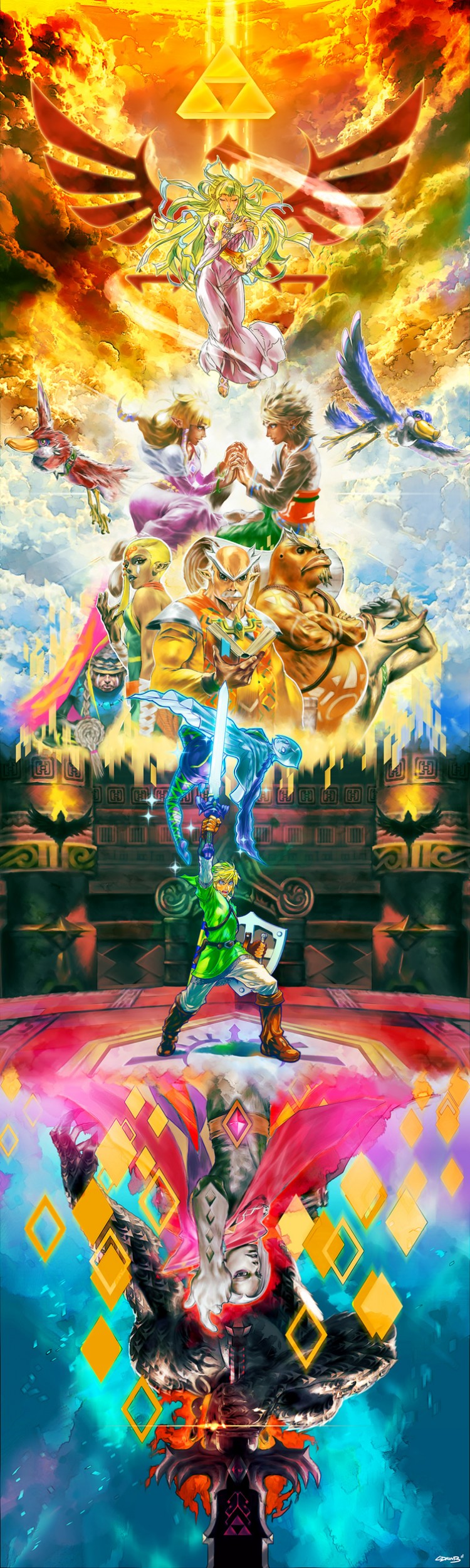 loz skyward sword by l dawb d4gp8h2 750x2500 Artwork by Larry D Warren Jr.