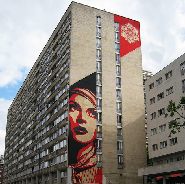 Streetart: Shepard Fairey “Rise Above Rebel” Mural in Paris obey mural paris 01 Streetart: Shepard Fairey “Rise Above Rebel” Mural in Paris