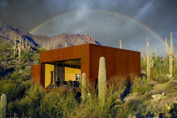 The Desert Nomad Luxury Abode Desert nomad house front view rainbow Enpundit The Desert Nomad Luxury Abode