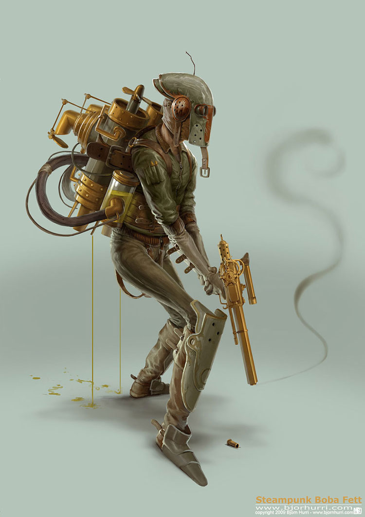Superb Drawing Illustrations By Bjorn Hurri Steampunk Star Wars Boba Fett1 Superb Drawing Illustrations By Bjorn Hurri