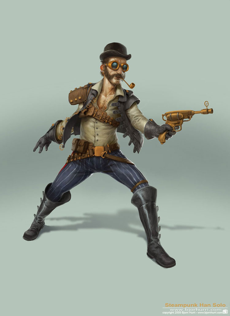 Superb Drawing Illustrations By Bjorn Hurri Steampunk Star Wars Han Solo1 Superb Drawing Illustrations By Bjorn Hurri