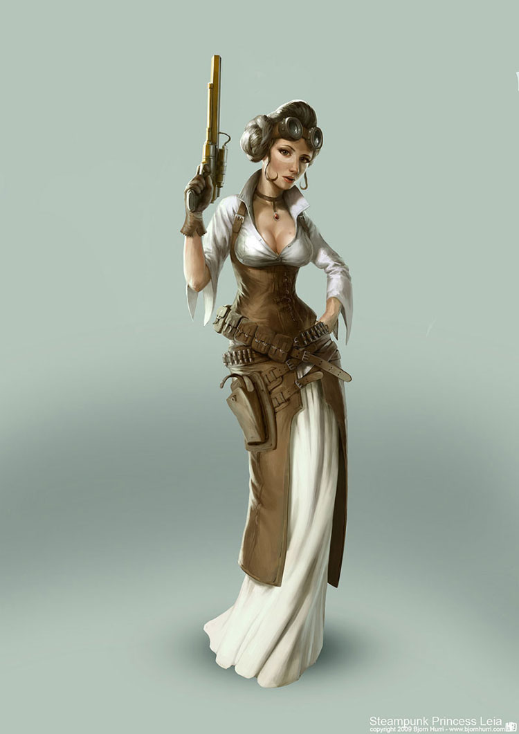Superb Drawing Illustrations By Bjorn Hurri Steampunk Star Wars Leia1 Superb Drawing Illustrations By Bjorn Hurri