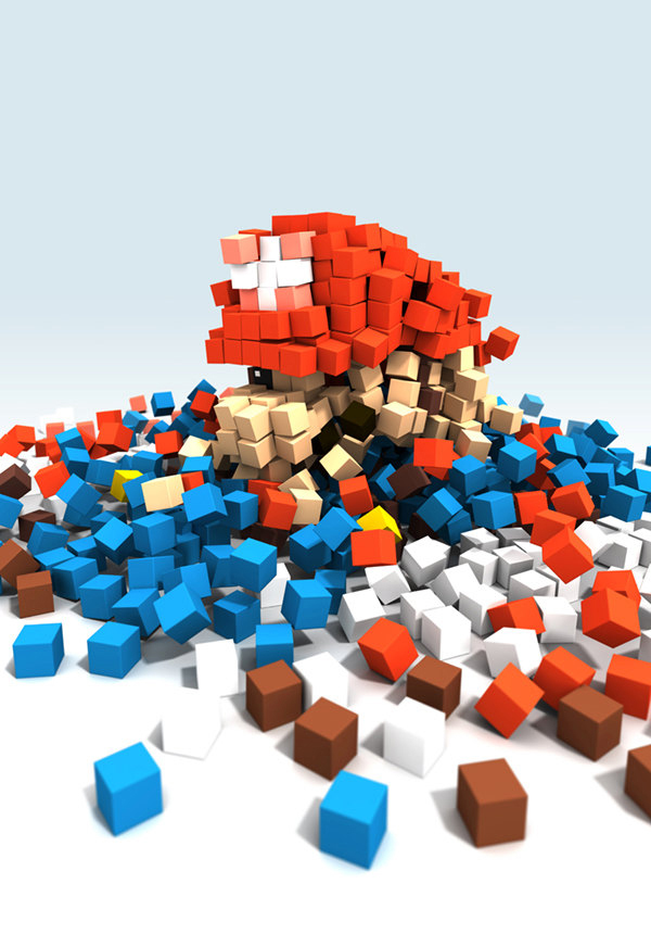  Abstract Pixelated Mario by DirtyGreatPixelsUK