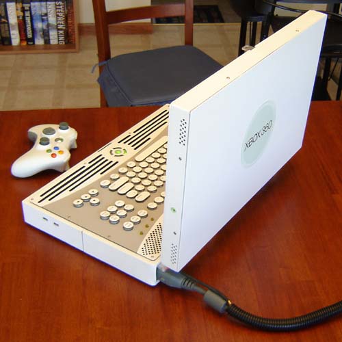 Xbox 360 Laptop behind open Xbox 360 Laptop