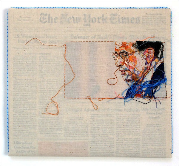 embroided new york times 03 Hand Embroidered Issues of The New York Times by Lauren DiCioccio