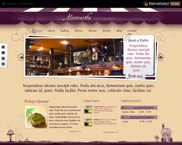 monmarthe cafeteria wp 15 beautifully Designed Wordpress Restaurant Themes