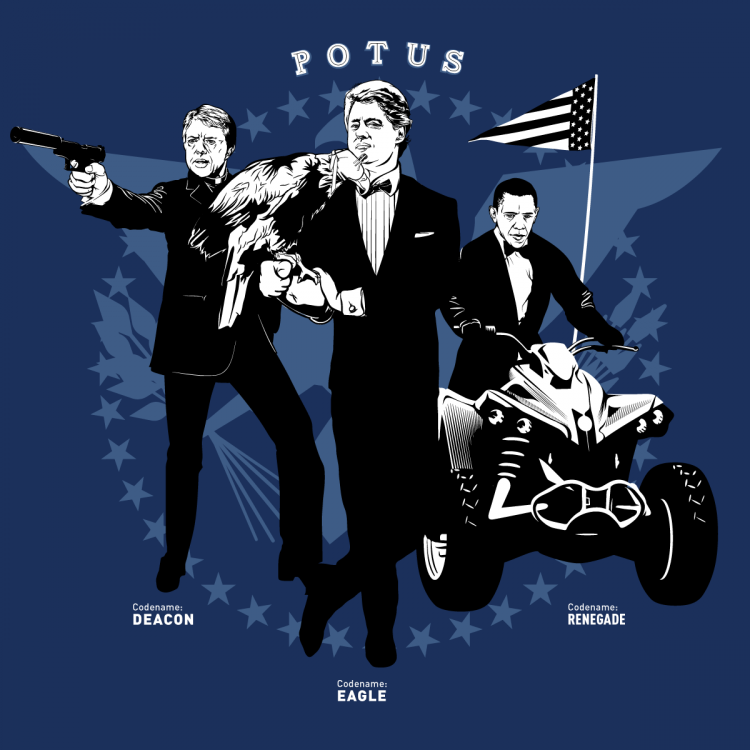 Ex Presidents As Badass Secret Agents potusB art hires1 750x750 Ex Presidents As Badass Secret Agents