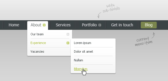 preview Drop Down Navigation Bar – PSD