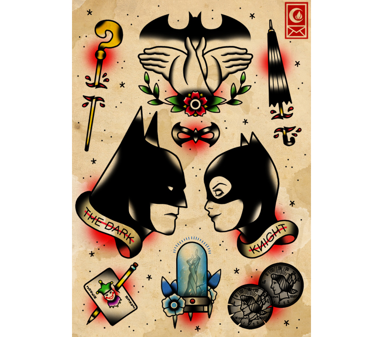 star wars superhero tattoo flash by derick james c Star Wars & Superhero Tattoo Flash by Derick James