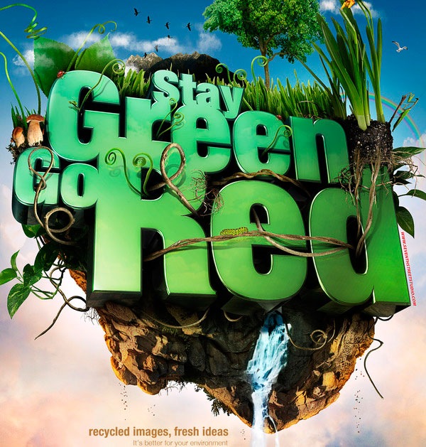stay green 50 More Amazing 3D Typography Works : Inspiration