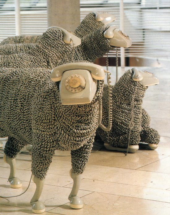 Sheep sculptures made from rotary telephones Sheep sculptures made from rotary telephones