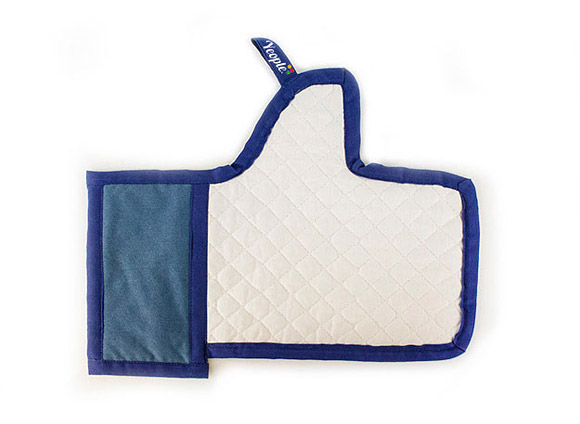 An oven mitt that looks like Facebook Like Facebook Like button oven mitt