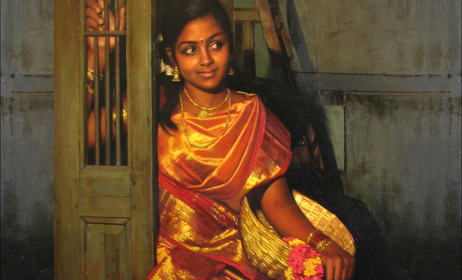 art 13 25 Beautiful Rural Indian Women Paintings by Tamilnadu artist ilayaraja