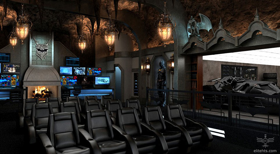 Batman themed home theater under construction batcave 01 Batman themed home theater under construction