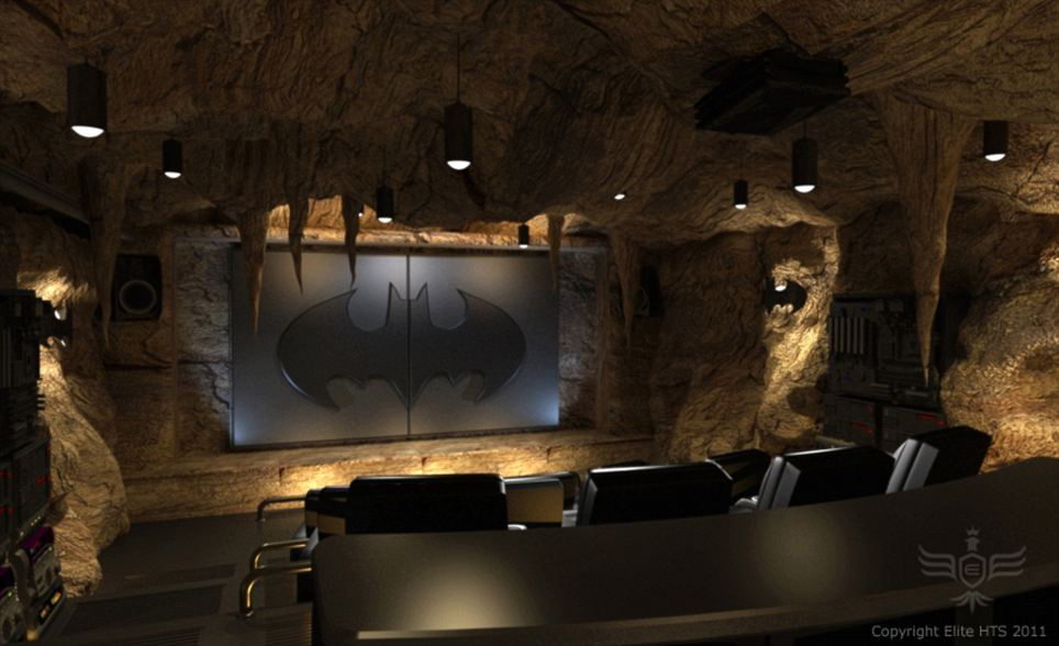 batcave 05 Batman themed home theater under construction