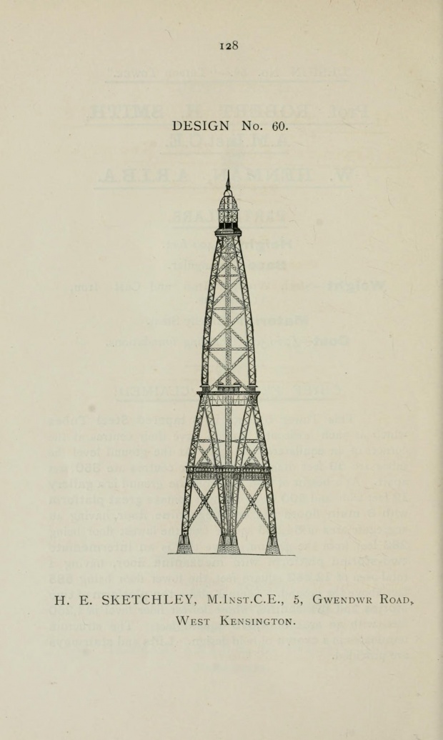 DESIGNS FOR THE GREAT TOWER IN LONDON (1890) ggg 6b DESIGNS FOR THE GREAT TOWER IN LONDON (1890)