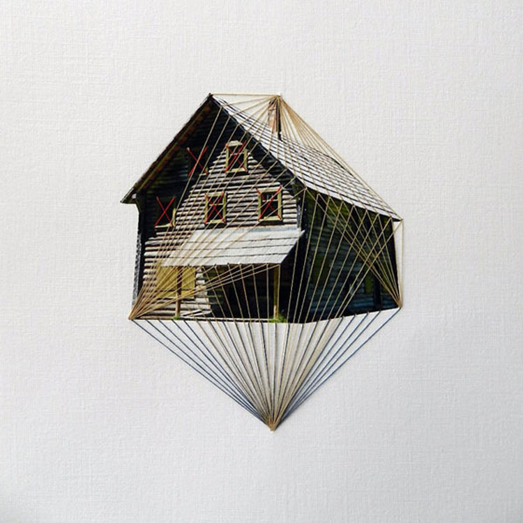 29 lonley houses12 Embroidered Canvas by Happy Red Fish