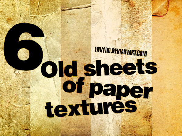 Free Texture Packs: Collection of Old Paper Textures 6 Old sheets of paper textures by env1ro Free Texture Packs: Collection of Old Paper Textures